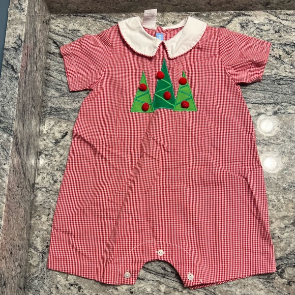 Monday’s Child Embroidered Christmas Tree Collared Jumper Sz 12 M - Picture 1 of 4
